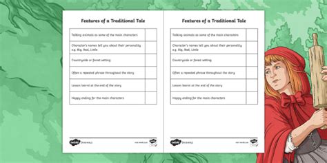 The checklist covers what kind of things you'd find when. . Features of a traditional tale ks2